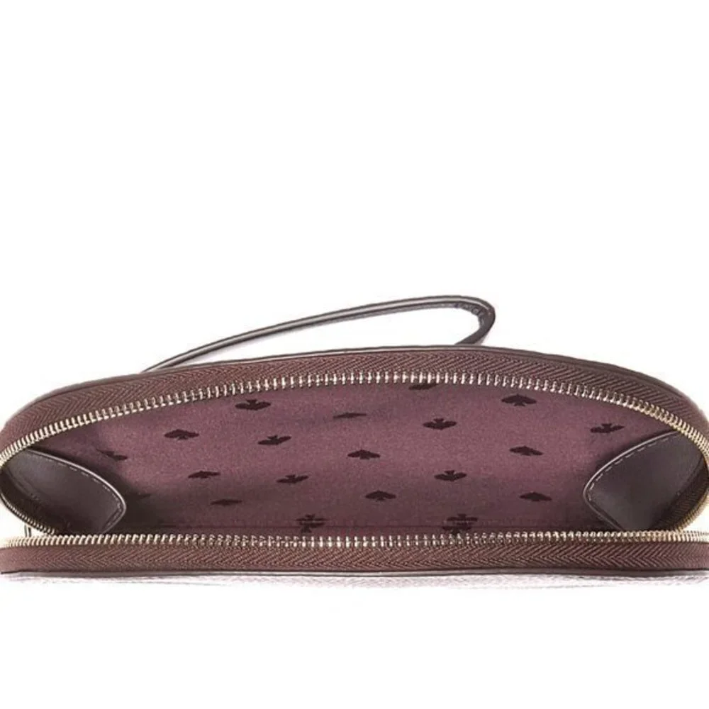 KATE SPADE Leather Rima Half Moon Wristlet Chocolate Cherry